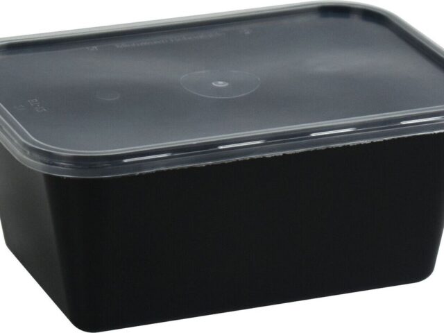 black microwave container with lid